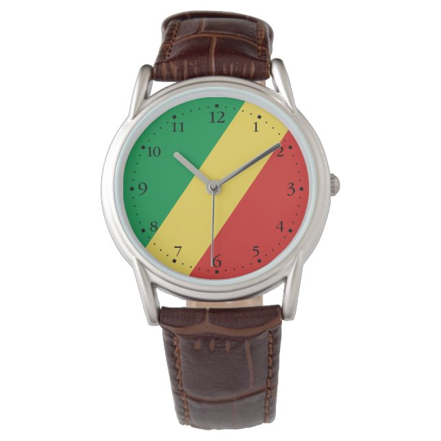 Republiken Kongo Flagga Armbandsur (Framsida)