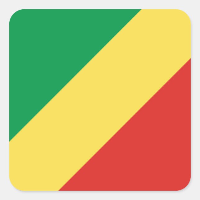 Republiken Kongo-Flagga Fyrkantigt Klistermärke (Framsida)
