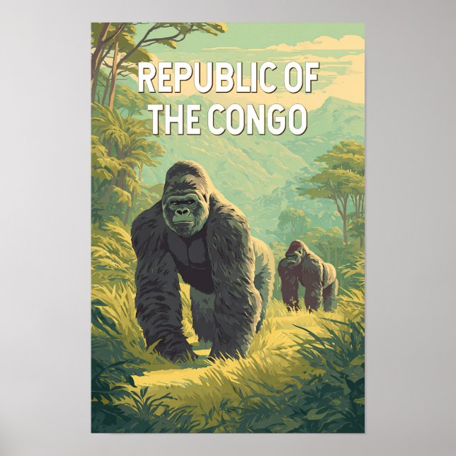 Republiken Kongo Illustration Resa Konst Poster (Framsidan)