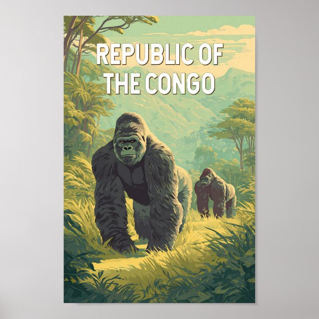 Republiken Kongo Illustration Resa Konst Poster (Framsidan)