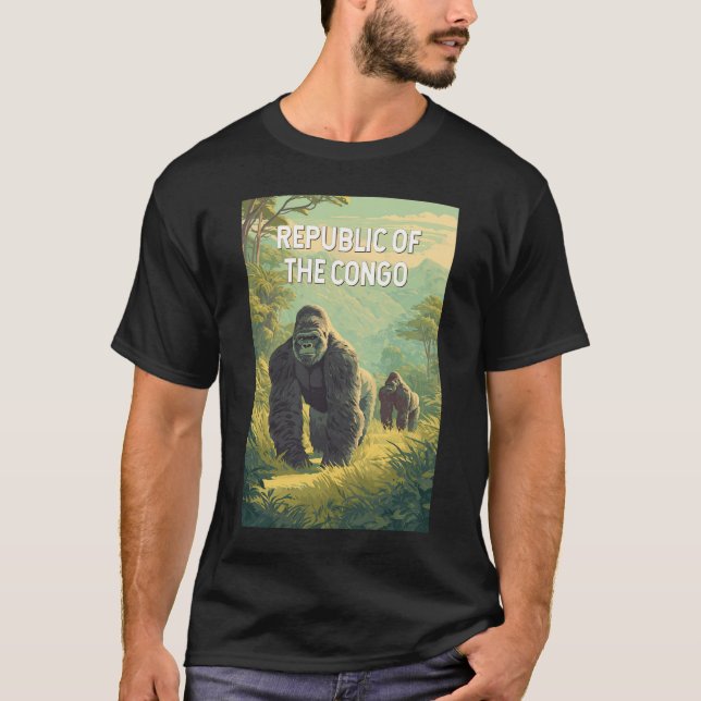 Republiken Kongo Illustration Resa Konst T Shirt (Framsida)