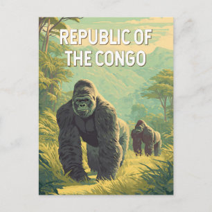 Republiken Kongo Illustration Resa Konst Vykort