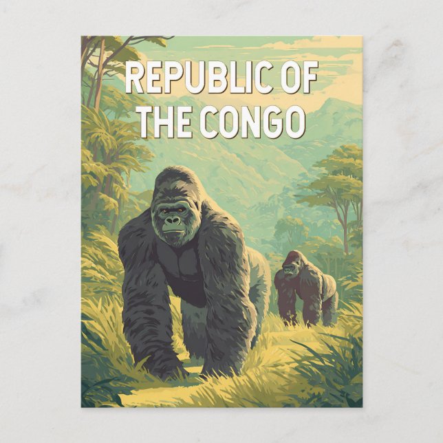 Republiken Kongo Illustration Resa Konst Vykort (Framsida)