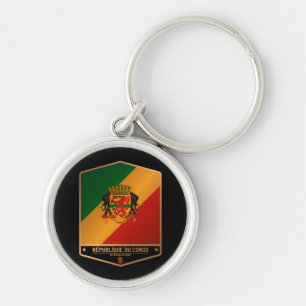 Republiken Kongo Rund Silverfärgad Nyckelring