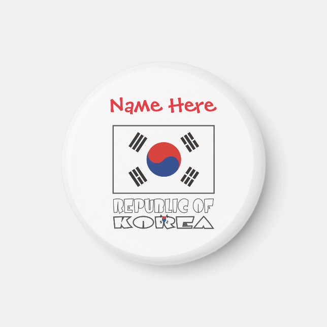 Republiken Koreas flag Personlig rund  Magnet (Framsidan)