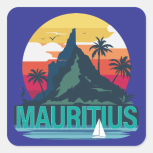 Republiken Mauritius Fyrkantigt Klistermärke