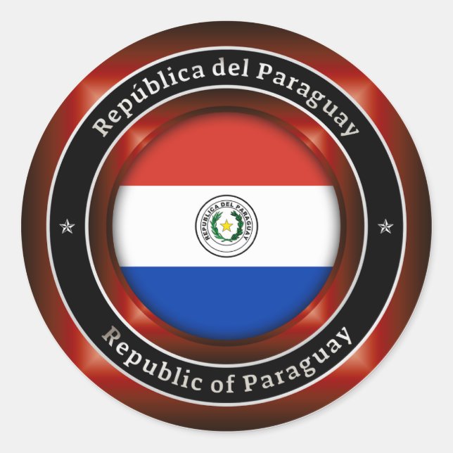 Republiken Paraguay Runt Klistermärke (Framsida)