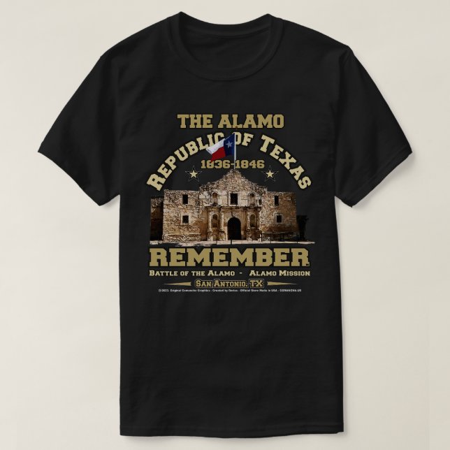 Republiken Texas Alamo Uppdrag T Shirt (Design framsida)
