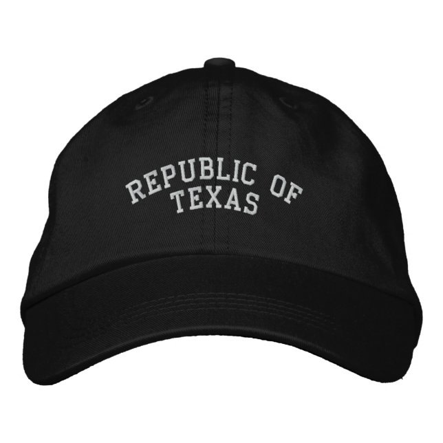 Republiken Texas Embroiderade justerable Cap Black Broderad Keps (Framsida)