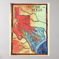 Republiken Texas Karta Poster