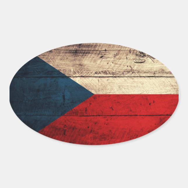 Republiken Tjeckien Flagga Ovalt Klistermärke (Framsida)