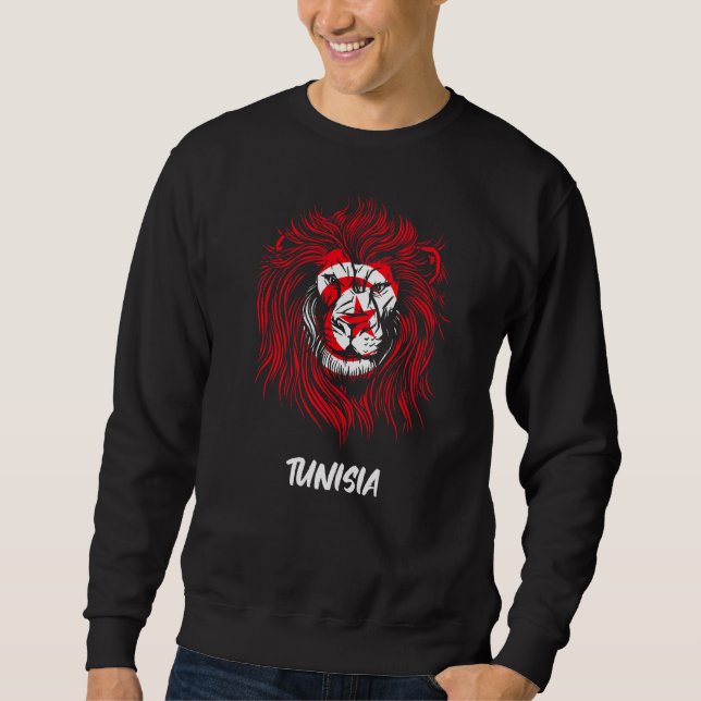 Republiken Tunisien Lejon tunisiska Flagga Lång Ärmad Tröja (Framsida)