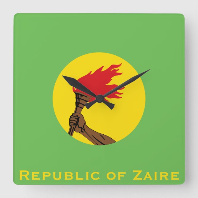 Republiken Zaire Flagga Fyrkantig Klocka (Framsida)