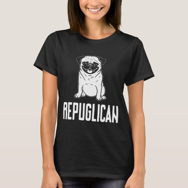 Repuglican Pug Hund T-Shirt (Framsida)