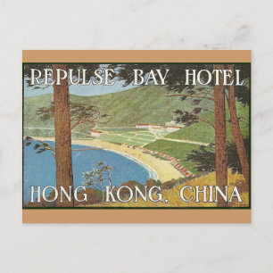 Repulse Bay Hotel Hong Kong, China Deco Label Art Vykort