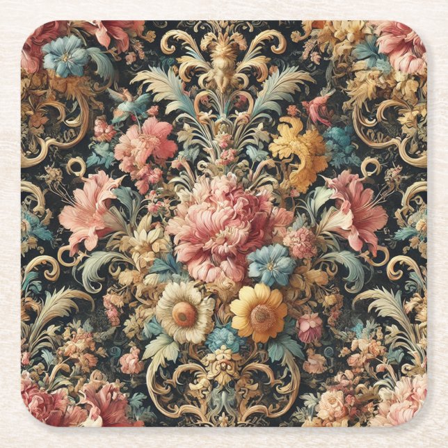 Requiem för Arcana – gotisk blomsterdesign Underlägg Papper Kvadrat (Framsidan)