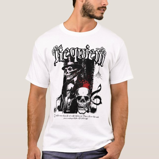 Requiem Skull Gentleman Artwork T Shirt (Framsida)