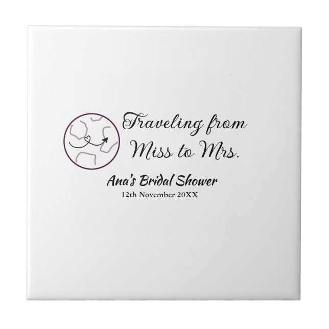 Res bröllopsdusch lägg till namn datum fröken till kakelplatta (Framsidan)