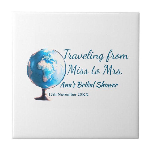 Res bröllopsduscha lägga till namn datum Fröken ti Kakelplatta (Framsidan)