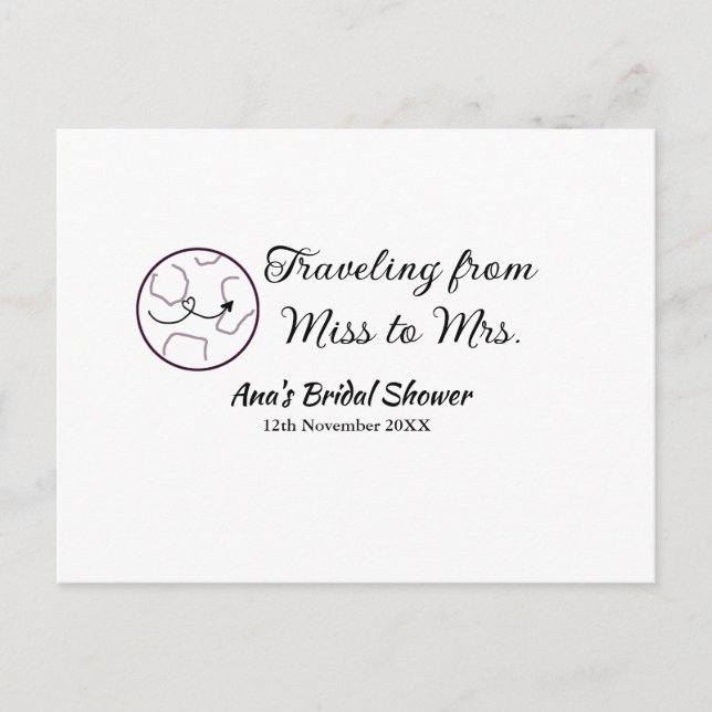 Res bröllopsduscha lägga till namn datum Fröken ti Vykort (Framsida)