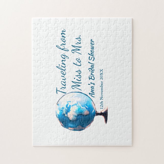 Res bröllopsduscha namn datum miss till fru sim pussel (Vertikal)