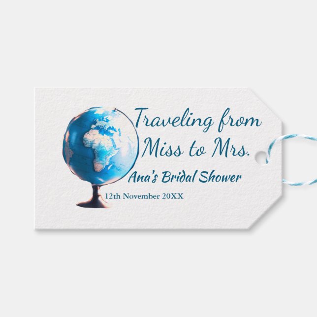 Res bröllopsduschafton lägg till namn datum Fröken Presentetikett (Framsidan (Horisontell))