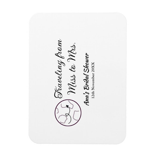 Res bröllopsfest lägg till namn datum Fröken till  Magnet (Vertikal)