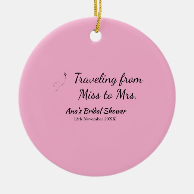 Res bröllopsfest lägg till namn datum miss till fr julgransprydnad keramik (Framsidan)