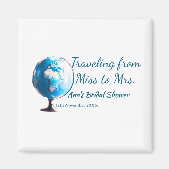 Res bröllopsfest lägg till namn datum miss till fr magnet (Framsidan)