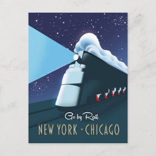 "Res med tåg" New York - Chicago Vykort
