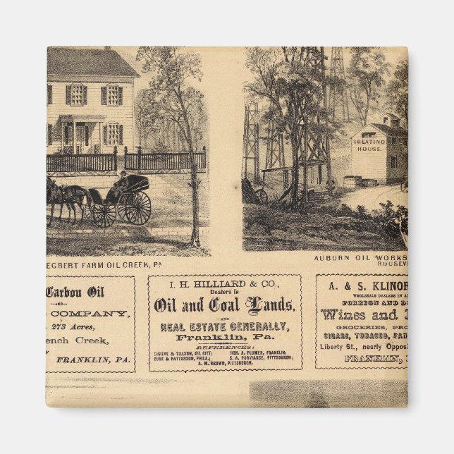 Res, oljeutvinning, bldg, Oil Bäck, Rouseville Magnet (Framsidan)