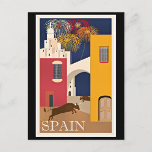 Res Spanien, vintage reseplakat Vykort
