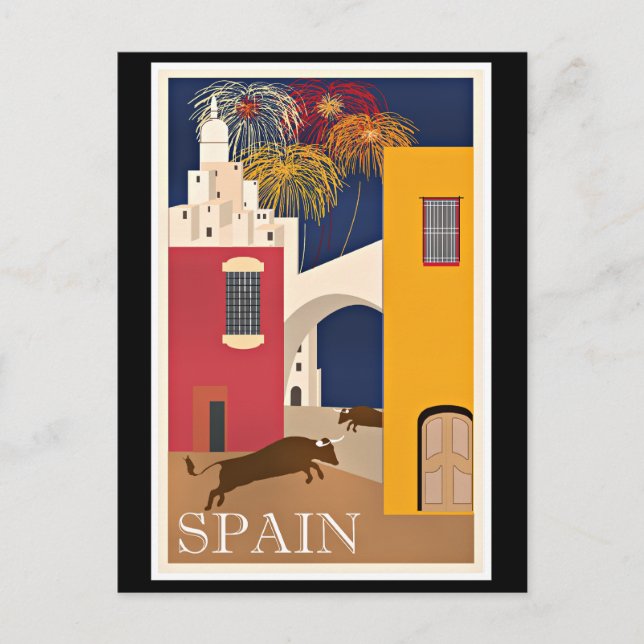Res Spanien, vintage reseplakat Vykort (Framsida)