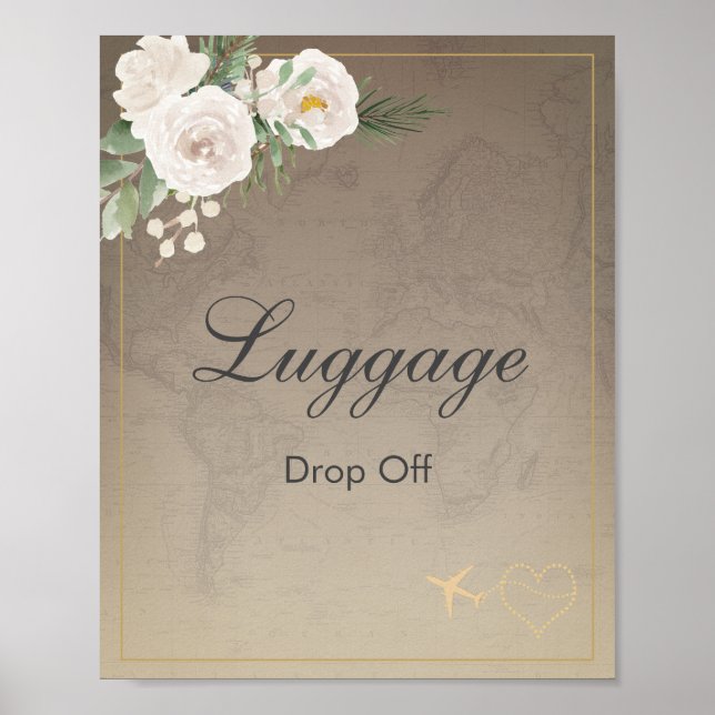 Res tema bröllopsdusch Bagage lämnas Poste Poster (Framsidan)