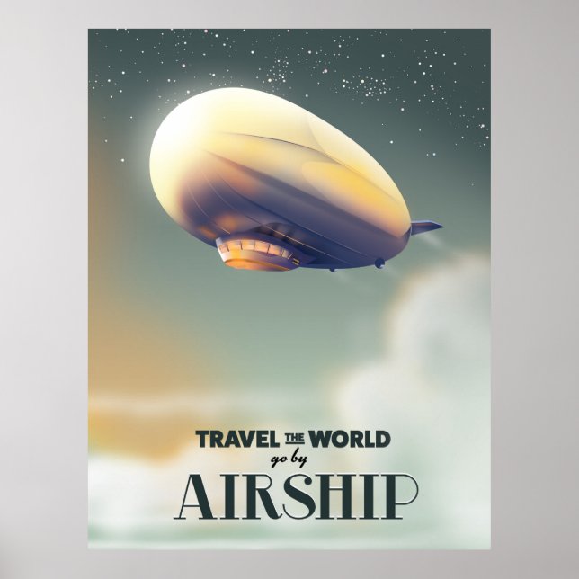 Res världen runt med luftskepp poster (Framsidan)