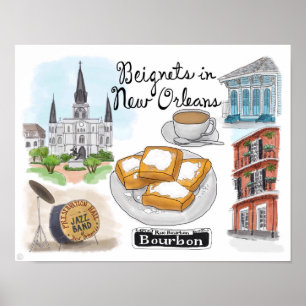 Resa affischen: Beignets i New Orleans Poster