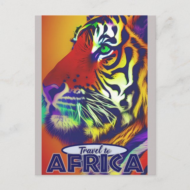 Resa Afrika Retro Colorful Tiger Vykort (Framsida)