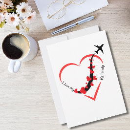Resa Airplan Heart och I kärlek min flygfamilj Julkort