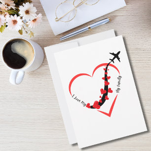 Resa Airplan Heart och I kärlek min flygfamilj Julkort