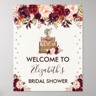 Resa Äktenskapligt Bröllopsdusch Rustikalt Blommig Poster