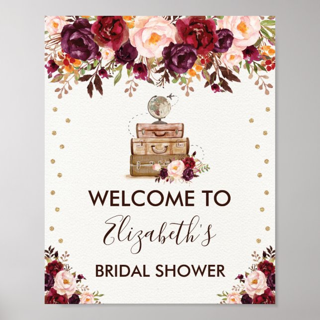 Resa Äktenskapligt Bröllopsdusch Rustikalt Blommig Poster (Framsidan)