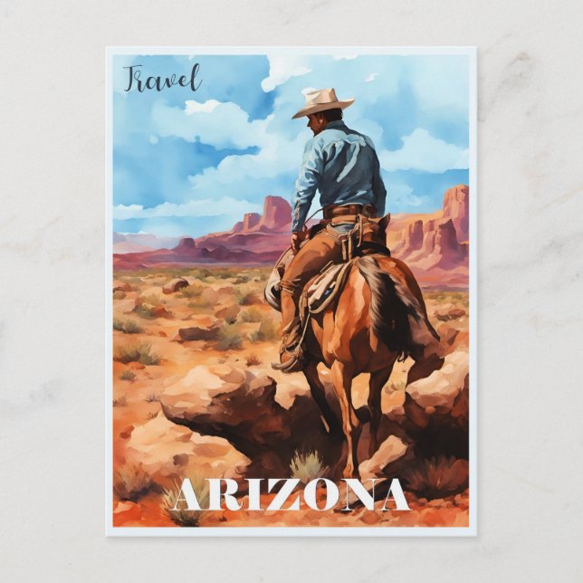 Resa Arizona, Cowboy på Horseback Vykort (Framsida)