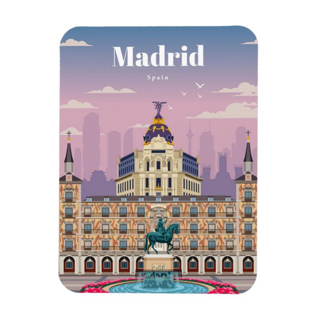 Resa Art Resa till Madrid Spanien Magnet (Vertikal)
