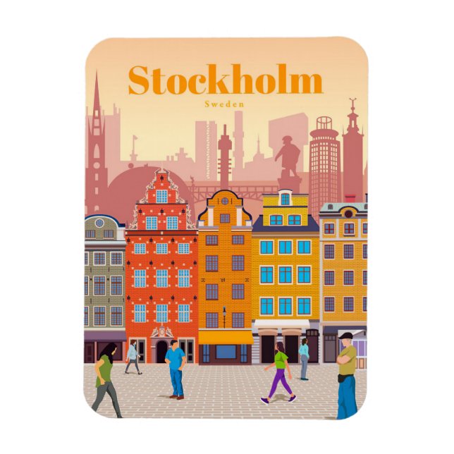 Resa Art Travel i Stockholm Magnet (Vertikal)