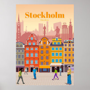 Resa Art Travel i Stockholm Poster