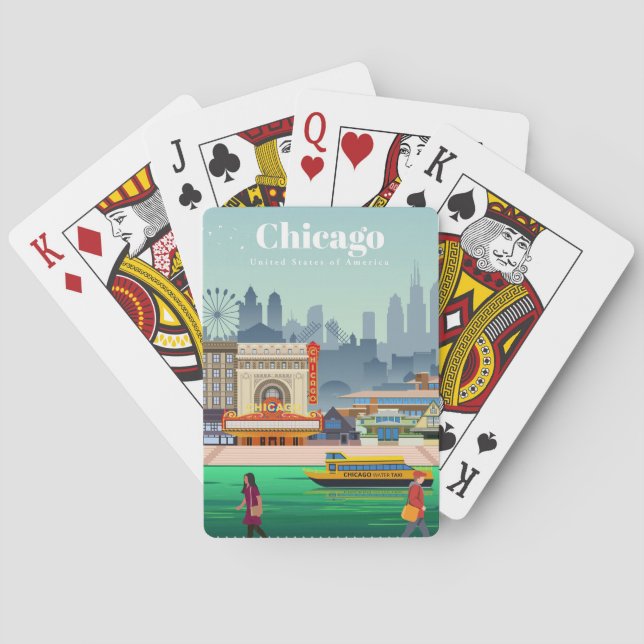 Resa Art Travel till Chicago Casinokort (Baksidan)