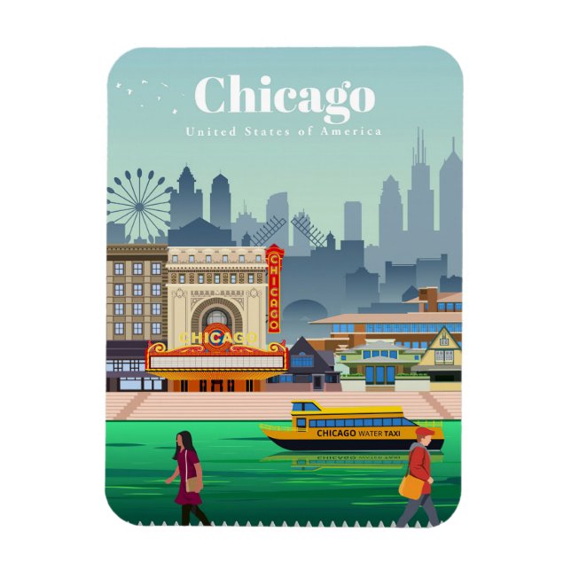 Resa Art Travel till Chicago Magnet (Vertikal)