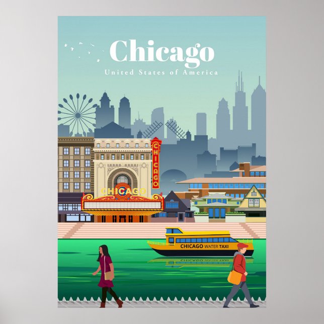 Resa Art Travel till Chicago Poster (Framsidan)
