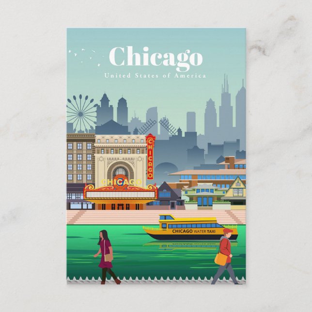 Resa Art Travel till Chicago Tilläggskort (Framsida)