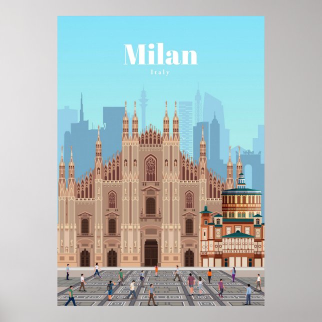 Resa Art Travel till Milanos Italien Poster (Framsidan)
